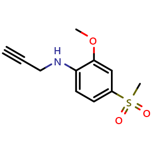 Chemical structure of 2-Methoxy-4-(methylsulfonyl)-N-(prop-2-yn-1-yl)aniline , CAS 2167366-86-9, AChemBlock AD269003