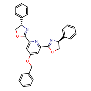 Chemical structure of (4S,4'S)-2,2'-(4-(Benzyloxy)pyridine-2,6-diyl)bis(4-phenyl-4,5-dihydrooxazole) , CAS 1265614-63-8, AChemBlock AD269011