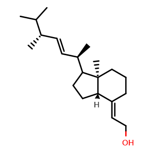 Chemical structure of (E)-2-((3aS,7aR)-1-((2R,5R,E)-5,6-Dimethylhept-3-en-2-yl)-7a-methylhexahydro-1H-inden-4(2H)-ylidene)ethanol , AChemBlock AD269029