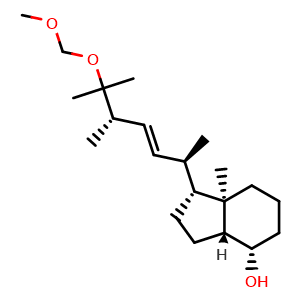 Chemical structure of (1R,3aR,4S,7aR)-1-((2R,5S,E)-6-(methoxymethoxy)-5,6-dimethylhept-3-en-2-yl)-7a-methyloctahydro-1H-inden-4-ol , CAS 100858-25-1, AChemBlock AD269030