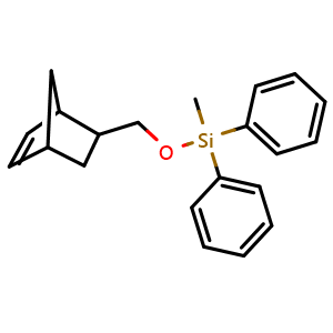 Chemical structure of (Bicyclo[2.2.1]hept-5-en-2-ylmethoxy)(methyl)diphenylsilane , CAS 376634-34-3, AChemBlock AD269051