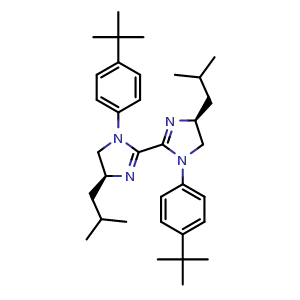 Chemical structure of (4S,4'S)-1,1'-Bis(4-(tert-butyl)phenyl)-4,4'-diisobutyl-4,4',5,5'-tetrahydro-1H,1'H-2,2'-biimidazole , AChemBlock AD269095