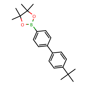 Chemical structure of 2-(4'-(tert-Butyl)-[1,1'-biphenyl]-4-yl)-4,4,5,5-tetramethyl-1,3,2-dioxaborolane , CAS 1080642-61-0, AChemBlock AD269115