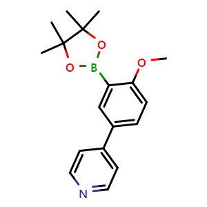 Chemical structure of 4-(4-Methoxy-3-(4,4,5,5-tetramethyl-1,3,2-dioxaborolan-2-yl)phenyl)pyridine , CAS 3068481-19-3, AChemBlock AD269121
