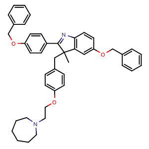 Chemical structure of 3-(4-(2-(Azepan-1-yl)ethoxy)benzyl)-5-(benzyloxy)-2-(4-(benzyloxy)phenyl)-3-methyl-3H-indole , CAS 1802552-29-9, AChemBlock AD269124