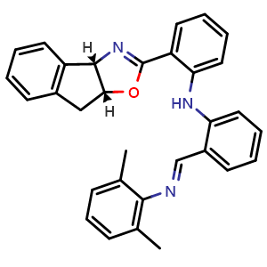 Chemical structure of (E)-N-(2-((2-((3aS,8aR)-8,8a-Dihydro-3aH-indeno[1,2-d]oxazol-2-yl)phenyl)amino)benzylidene)-2,6-dimethylaniline , CAS 3006994-31-3, AChemBlock AD269127