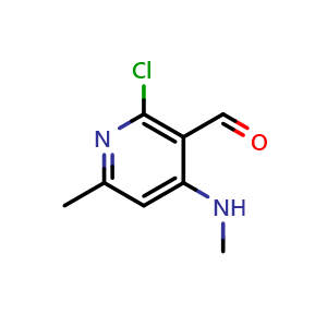 Chemical structure of 2-Chloro-6-methyl-4-(methylamino)nicotinaldehyde , AChemBlock AD269166