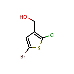 Chemical structure of (5-Bromo-2-chlorothiophen-3-yl)methanol , CAS 633328-73-1, AChemBlock AD269168