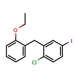 Chemical structure of 1-Chloro-2-(2-ethoxybenzyl)-4-iodobenzene , CAS 2305949-36-2, AChemBlock AD269177