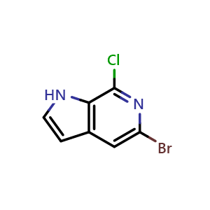 Chemical structure of 5-Bromo-7-chloro-1H-pyrrolo[2,3-c]pyridine , CAS 1198096-48-8, AChemBlock AD269184