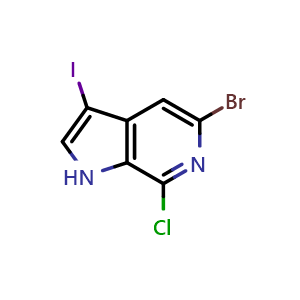 Chemical structure of 5-Bromo-7-chloro-3-iodo-1H-pyrrolo[2,3-c]pyridine , CAS 1305325-15-8, AChemBlock AD269185