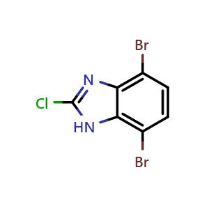 Chemical structure of 4,7-Dibromo-2-chloro-1H-benzimidazole , CAS 16865-06-8, AChemBlock AD269190