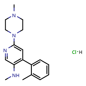 Chemical structure of N-Methyl-6-(4-methylpiperazin-1-yl)-4-(o-tolyl)pyridin-3-amine hydrochloride , AChemBlock AD269199
