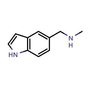 Chemical structure of 1-(1H-Indol-5-yl)-N-methylmethanamine , CAS 709649-72-9, AChemBlock AD269202