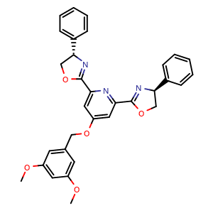 Chemical structure of (4S,4'S)-2,2'-(4-((3,5-Dimethoxybenzyl)oxy)pyridine-2,6-diyl)bis(4-phenyl-4,5-dihydrooxazole) , AChemBlock AD269206