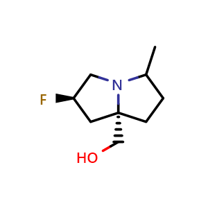Chemical structure of ((2R,7aS)-2-Fluoro-5-methyltetrahydro-1H-pyrrolizin-7a(5H)-yl)methanol , CAS 2927440-58-0, AChemBlock AD269210