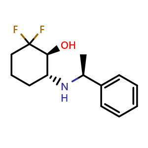 Chemical structure of (1S,6R)-2,2-Difluoro-6-(((S)-1-phenylethyl)amino)cyclohexan-1-ol , AChemBlock AD269221