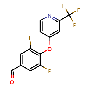 Chemical structure of 3,5-Difluoro-4-[[2-(trifluoromethyl)-4-pyridinyl]oxy]benzaldehyde , CAS 1620579-54-5, AChemBlock AD269234