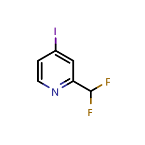 Chemical structure of 2-(Difluoromethyl)-4-iodopyridine , CAS 1805958-30-8, AChemBlock AD269245