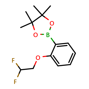 Chemical structure of 2-(2-(2,2-Difluoroethoxy)phenyl)-4,4,5,5-tetramethyl-1,3,2-dioxaborolane , CAS 2640571-81-7, AChemBlock AD269246