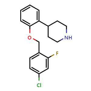 Chemical structure of 4-(2-((4-Chloro-2-fluorobenzyl)oxy)phenyl)piperidine , AChemBlock AD269264