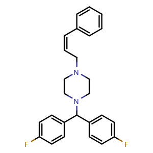 Chemical structure of (Z)-1-(bis(4-Fluorophenyl)methyl)-4-(3-phenylallyl)piperazine , CAS 693765-11-6, AChemBlock AD269269
