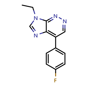 Chemical structure of 7H-Imidazo[4,5-c]pyridazine, 7-ethyl-4-(4-fluorophenyl) , CAS 1614246-26-2, AChemBlock AD269270