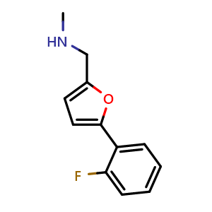 Chemical structure of 1-(5-(2-Fluorophenyl)furan-2-yl)-N-methylmethanamine , CAS 880814-93-7, AChemBlock AD269277