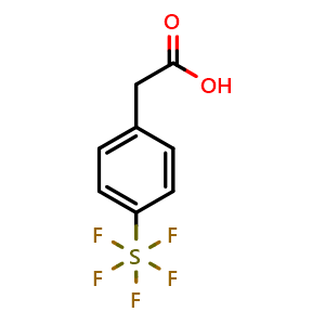 Chemical structure of 2-(4-(Pentafluoro-lambda6-sulfanyl)phenyl)acetic acid , CAS 1839048-23-5, AChemBlock AD269285