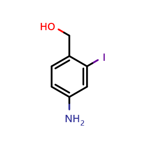 Chemical structure of (4-Amino-2-iodophenyl)methanol , CAS 1261645-45-7, AChemBlock AD269290