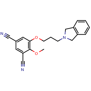 Chemical structure of 5-(3-(Isoindolin-2-yl)propoxy)-4-methoxyisophthalonitrile , CAS 2366255-54-9, AChemBlock AD269327