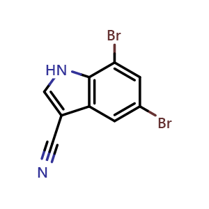 Chemical structure of 5,7-Dibromo-1H-indole-3-carbonitrile , CAS 1360890-83-0, AChemBlock AD269348