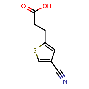 Chemical structure of 3-(4-Cyanothiophen-2-yl)propanoic acid , CAS 126268-70-0, AChemBlock AD269349
