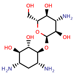 Chemical structure of 6-O-(3-Amino-3-deoxy-α-D-glucopyranosyl)-2-deoxy-D-streptamine , CAS 20744-51-8, AChemBlock AD269361