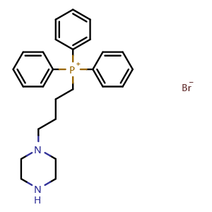 Chemical structure of Triphenyl(4-(piperazin-1-yl)butyl)phosphonium bromide , CAS 1786392-58-2, AChemBlock AD269373