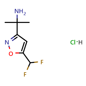 Chemical structure of 2-(5-(Difluoromethyl)isoxazol-3-yl)propan-2-amine hydrochloride , CAS 1909308-36-6, AChemBlock AD269377