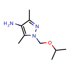 Chemical structure of 1-(Isopropoxymethyl)-3,5-dimethyl-1h-pyrazol-4-amine , CAS 1263206-88-7, AChemBlock AD269386