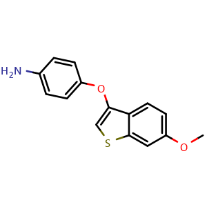 Chemical structure of 4-((6-Methoxybenzo[b]thiophen-3-yl)oxy)aniline , AChemBlock AD269404