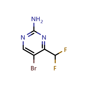 Chemical structure of 5-Bromo-4-(difluoromethyl)pyrimidin-2-amine , CAS 1785472-42-5, AChemBlock AD269414