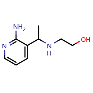 Chemical structure of 2-((1-(2-Aminopyridin-3-yl)ethyl)amino)ethan-1-ol , AChemBlock AD269418