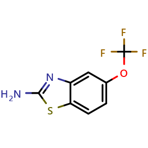Chemical structure of 5-(Trifluoromethoxy)-2-benzothiazolamine , CAS 752969-85-0, AChemBlock AD269420