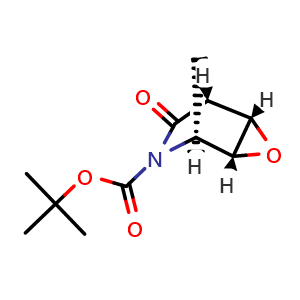 Chemical structure of (1R,2S,4R,5S)-tert-Butyl 7-oxo-3-oxa-6-azatricyclo[3.2.1.02,4]octane-6-carboxylate , CAS 1145874-52-7, AChemBlock AD269464