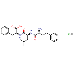 Chemical structure of (S)-2-((S)-2-((S)-2-Amino-4-phenylbutanamido)-4-methylpentanamido)-3-phenylpropanoic acid hydrochloride , AChemBlock AD269474