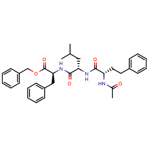 Chemical structure of (S)-Benzyl 2-((S)-2-((S)-2-acetamido-4-phenylbutanamido)-4-methylpentanamido)-3-phenylpropanoate , AChemBlock AD269475
