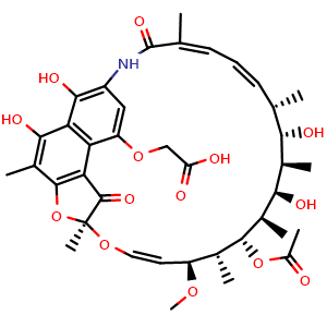 Chemical structure of 4-O-(Carboxymethyl)-Rifamycin , CAS 13929-35-6, AChemBlock AD269484