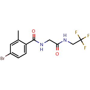 Chemical structure of 4-Bromo-2-methyl-N-(2-oxo-2-((2,2,2-trifluoroethyl)amino)ethyl)benzamide , AChemBlock AD269485
