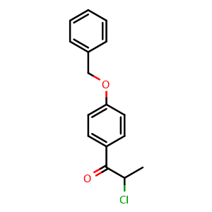 Chemical structure of 1-(4-(Benzyloxy)phenyl)-2-chloropropan-1-one , CAS 111000-54-5, AChemBlock AD269492