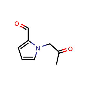 Chemical structure of 1-(2-Oxopropyl)-1H-pyrrole-2-carbaldehyde , CAS 1437780-65-8, AChemBlock AD269512