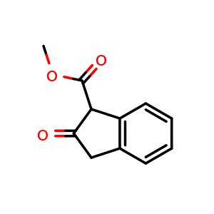 Chemical structure of Methyl 2-oxo-2,3-dihydro-1H-indene-1-carboxylate , CAS 104620-34-0, AChemBlock AD269529