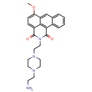 Chemical structure of 2-(2-(4-(2-Aminoethyl)piperazin-1-yl)ethyl)-6-methoxy-1H-dibenzo[de,h]isoquinoline-1,3(2H)-dione , CAS 2993440-55-2, AChemBlock AD269535